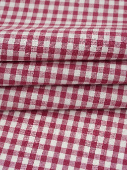 Брак(уценка) Пестрядь "Клетка (4*4 мм)" цв.малиновый, ш.1.45м, хлопок-100%, 130гр/м.кв