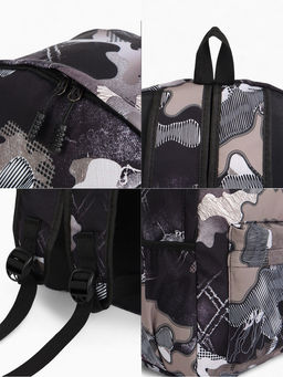 Рюкзак школьный на молнии, с карманами, с абстрактным принтом, размер 30?13?42 см, с принтом, чёрный