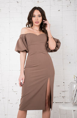 Платье-футляр шоколадный
