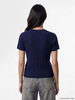 Bisiklet Yaka Kendinden Desenli Kad?n Triko Kazak