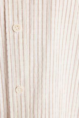 Camel Regular Fit Keten Kar?s?ml? Cizgili Gomlek TMNSS23GO00134