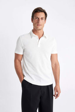 Slim Fit Dar Kesim Basic Duz K?sa Kollu Polo Tisort - Defacto фото 4