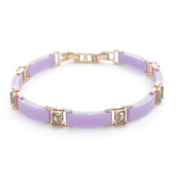 Браслет Лилу из фиолетовой керамики с Султанитом покрытие под золото, 20см