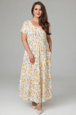 Платье штапель 6132/01/Молочный, желтый - Rise фото 3