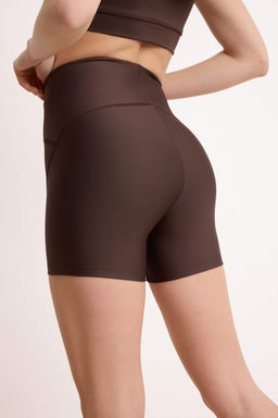Kahverengi Toparlay?c? Orme Spor Sort/K?sa Tayt TWOSS21SR0545