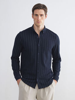 Slim Fit Uzun Kollu ?izgili Erkek G?mlek