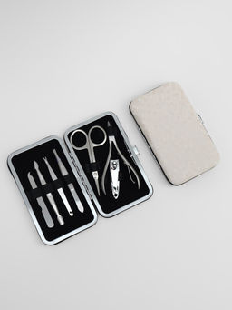 Набор маникюрный, 7 предметов, в футляре, цвет молочный