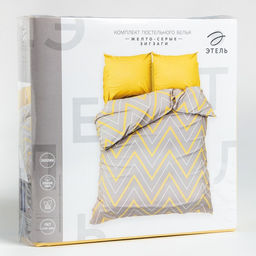 Постельное бельё Этель 1,5 сп Жёлто-серые зигзаги 143х215см, 150х214см, 70х70см-2 шт фото 4
