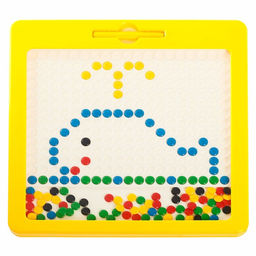 Магнитный планшет для рисования «Пуговки», большой, 10 трафаретов, 266 ячеек, 126 пуговок