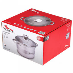 Zeidan Vienna Кастрюля из нержавеющей стали 4л, д20см, стеклянная крышка, ручки на корпусе и крышке металлические, комбинированная полировка снаружи, матовая полировка внутри, 5-ти степовое капсулированное индукционное дно, подарочная упаковка ( - Домашняя мода фото 6