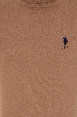 U. S. Polo Assn Мужской базовый свитер светло-коричневого меланжевого цвета - U.s. polo assn фото 6