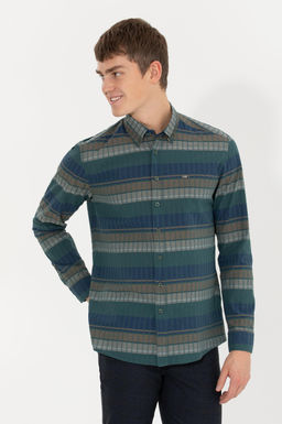 U. S. Polo Assn / Мужская зеленая рубашка с длинным рукавом - U.s. polo assn фото 15