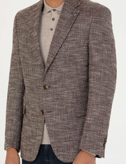 Kahverengi Slim Fit Y_n Kar___ml_ Ceket