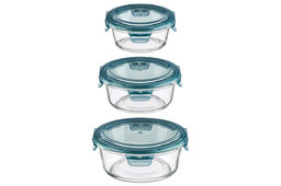 Набор 3 круглых контейнеров 400 мл, 620 мл, 950 мл с пластик. крышк. с защел., с сил.уплотн