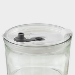 Стакан, 400 мл, с крышкой и трубочкой, стекло, прозрачный