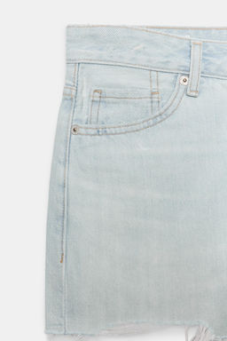 SHORTS DENIM TRF ROTOS TIRO MEDIO / Azul claro - Zara фото 6