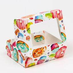 Цена за 20 шт. Коробка складная Пончики, 10 х 8 х 3,5 см - UPAK LAND фото 5