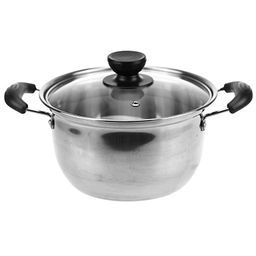 "Золушка" Кастрюля из нержавеющей стали 2,3л, д20см, h10,5см, стеклянная крышка, бакелитовые ручки, без теплораспределительного дна, цветная коробка (Китай) ДОПУСКАЮТСЯ: на корпусе незначительные потертости внутри и снаружи. Товар возврату и обмену н