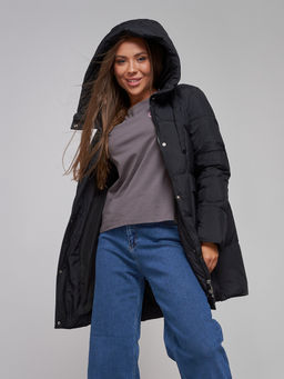 Зимняя женская куртка молодежная с капюшоном черного цвета 586821Ch - RoccaManer фото 15