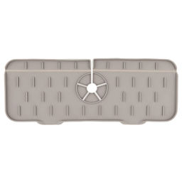 Коврик-оргнайзер силиконовый для раковины на кран/смеситель 37,5х14х0,8см, цвета в ассортименте: серый, оранжевый, в п/эт пакете (Китай) - Домашняя мода фото 6