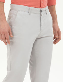 A__k Gri Regular Fit Basic Kanvas Pantolon