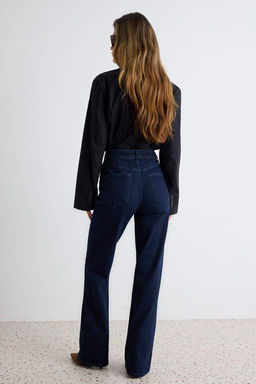 Koyu Mavi Az Esnek Y_ksek Bel Wide Leg Geni_ Pa_a Jeans TWOAW27JE00100 - Trendyolmilla фото 4