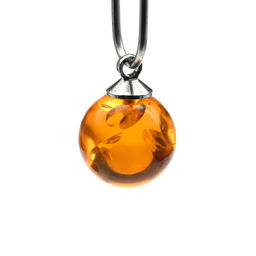 Кулон шарик из янтаря 10мм цв.коньячный