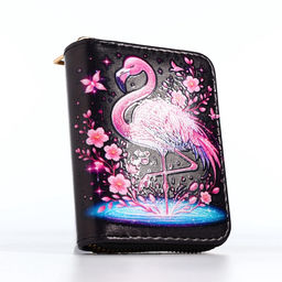 Кошелёк на молнии Фламинго, маленький, чёрный