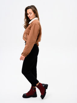 Ботинки 319.taskanabl.Бордо замша+черный/мех