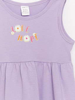 Bisiklet Yaka Bask?l? K?z ?ocuk Elbise