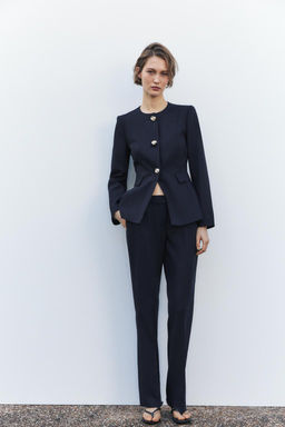 STRAIGHT MID-WAIST TROUSERS