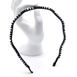 Ободок для волос Волна с цирконом, цвет синий