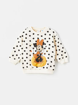 Bisiklet Yaka Minnie Mouse Bask?l? K?z Bebek Sweatshirt ve Tayt 2li Tak?m - Waikiki фото 2