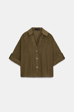 CAMISA FLUIDA MANGA CORTA / Oliva
