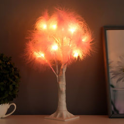 Ночник «Перья» LED розовый 17×18×35 см