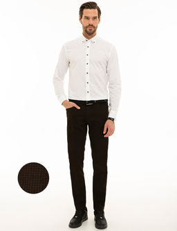 Koyu Kahverengi Slim Fit Kanvas Pantolon