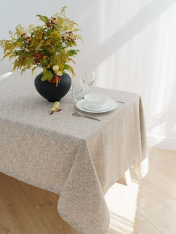 Скатерть льняная жаккардовая Мелкая ромашка- п/вар. 150*180 см. п/лен