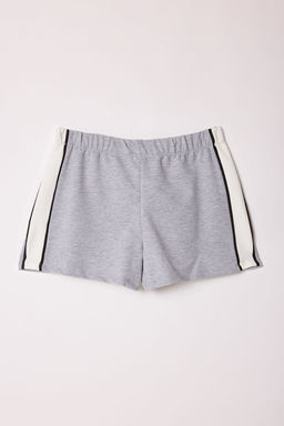 Gri Melanj Renk Bloklu Mini Sort & Bermuda TWOSS25SR00063