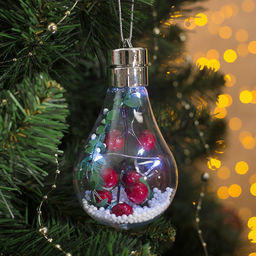 Ёлочный шар Ягоды, 5 LED, от батареек, свечение белое - Luazon lighting фото 6