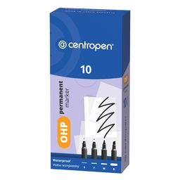 "Centropen" Маркер PERMANENT 0.6 мм перо игольчатое 10 шт. 2636/1 синий