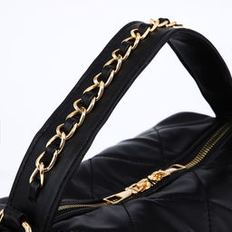 Сумка женская багет на молнии, 24×13.5×15.5 см, чёрная