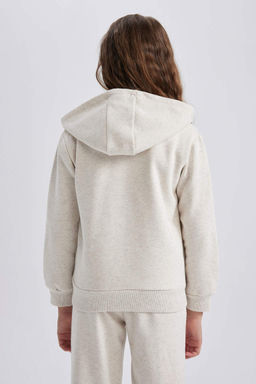 Мягкий пушистый спортивный школьный кардиган с капюшоном для девочек - Defacto фото 5