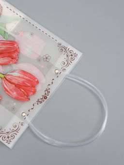 Пакет подарочный прозрачный, "Тюльпаны", 22 х 10 х 24 см