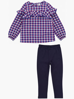 Блузка для девочки в клетку UD 4952 сирень клетка - Mini maxi фото 12