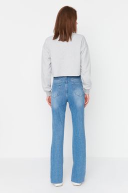 TRENDYOLMILLA Siyah Y?rtmacl? Yuksek Bel Flare Jeans TWOAW22JE0382  фото 12