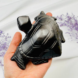 Фигурка резная Черепаха из серебристого Обсидиана