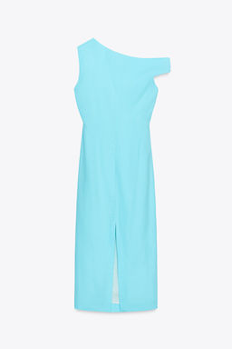 APPLIQU_ ASYMMETRIC LINEN BLEND MIDI DRESS - Zara фото 8
