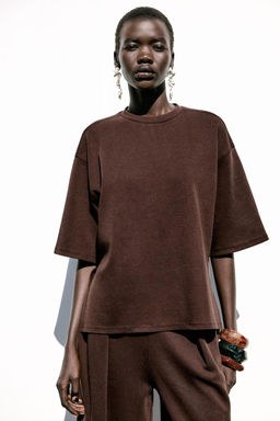 WASHED EFFECT INTERLOCK T-SHIRT - Zara фото 3