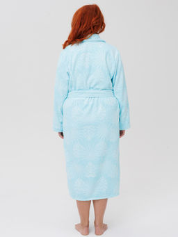 Женский махровый халат с шалькой Бамбук морская волна МЗ-02 Бамбук (58)