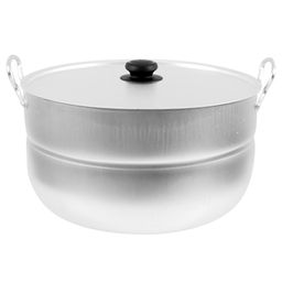 Кастрюля алюминиевая 13л, д34см, h15,5см, s1,75мм, матовая, сферическая форма, 2 металлические ручки, металлическая крышка (Россия)